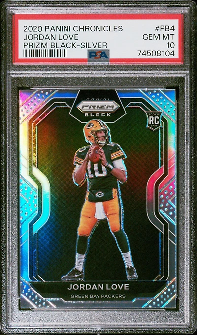 2020 Panini Chronicles Prizm Black Pb4 Jordan Love Silver PSA