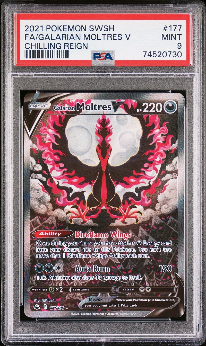 2021 Pokemon Sword & Shield Chilling Reign 177 Fa/galarian Moltres V PSA