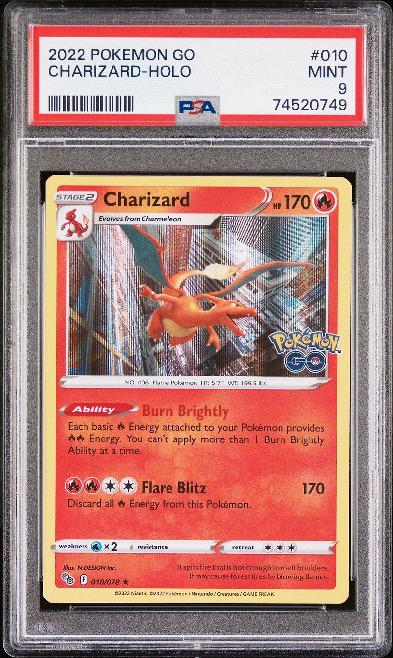2022 Pokemon Go 010 Charizard PSA 9