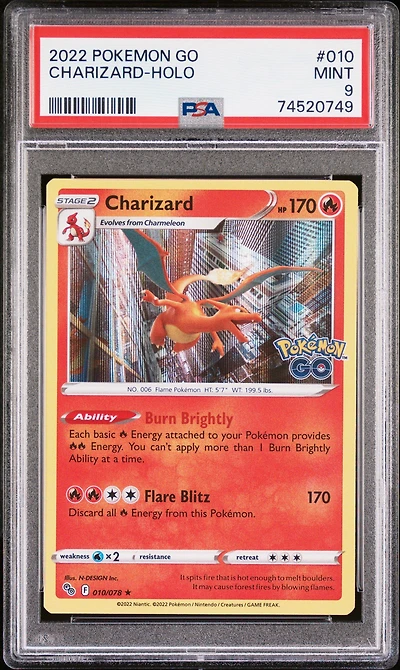 2022 Pokemon Go 010 Charizard PSA 9