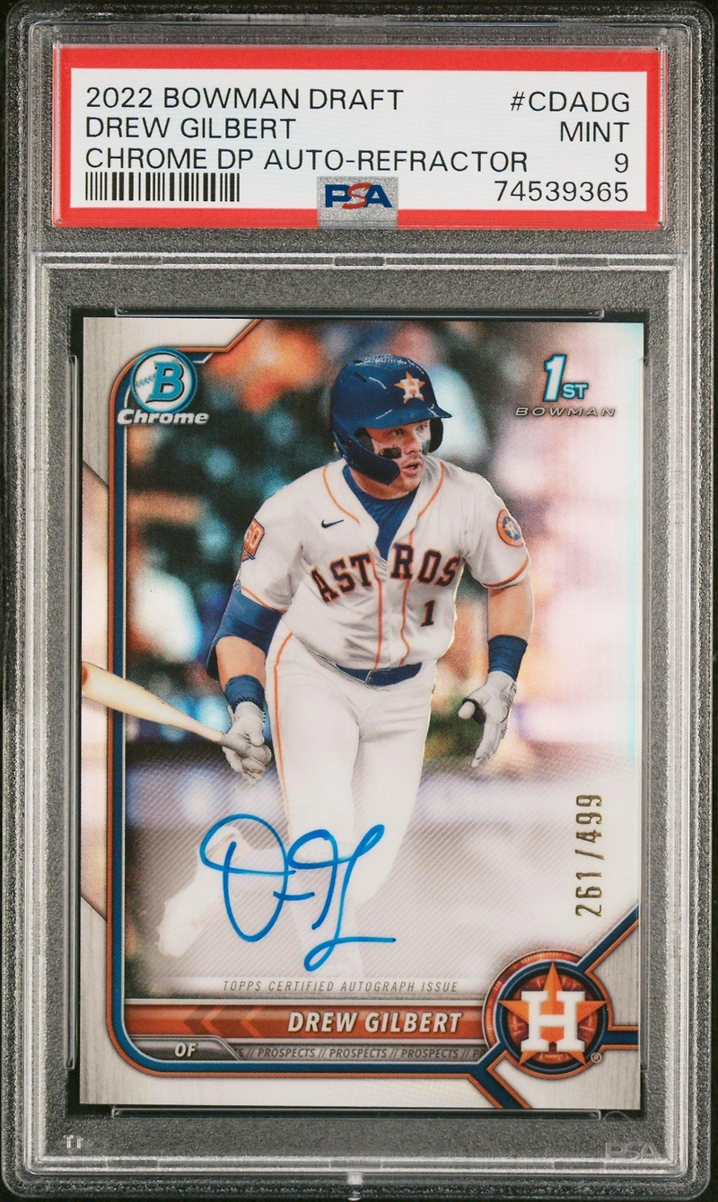 2022 Bowman Draft Chrome Draft Pick Autographs Cdadg Drew Gilbert Refractor PSA