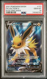 2021 Pokemon Sword & Shield Evolving Skies 177 Fa/jolteon V PSA 10