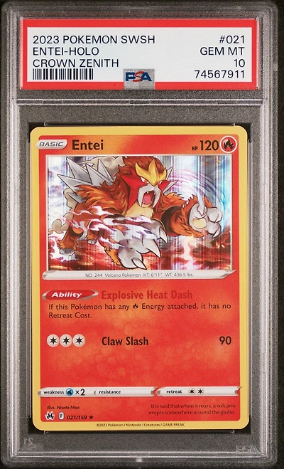 2023 Pokemon Sword And Shield Crown Zenith 021 Entei-holo PSA 10