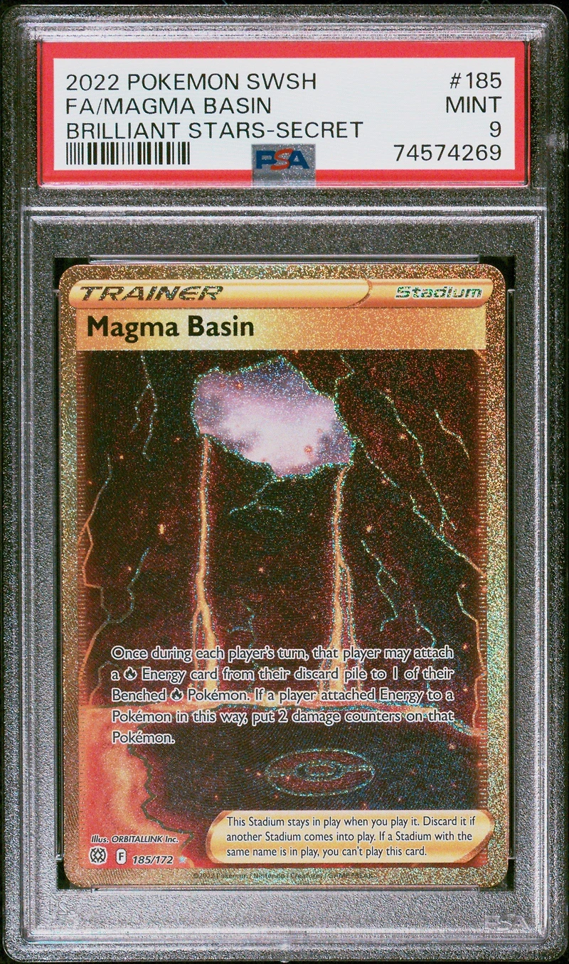 2022 Pokemon Sword & Shield Brilliant Stars 185 Full Art/magma Basin Secret PSA 9