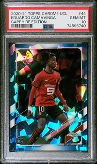2020 Topps Chrome Uefa Champions League Sapphire Edition 44 Eduardo Camavinga PSA 10