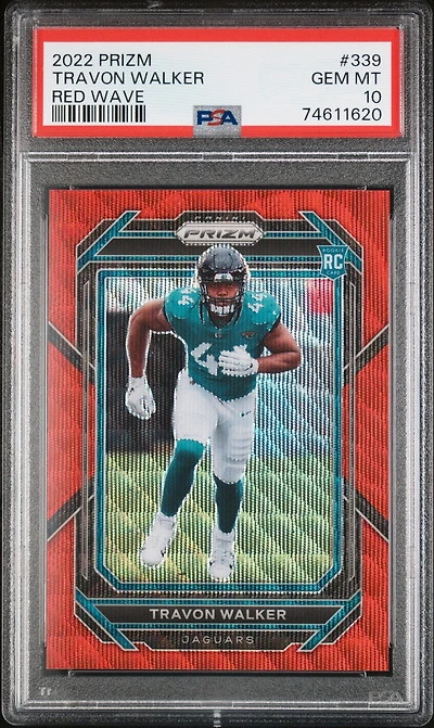 2022 Panini Prizm 339 Travon Walker Red Wave PSA 10