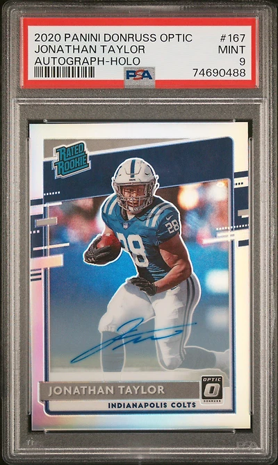 2020 Panini Donruss Optic 167 Jonathan Taylor Autograph-holo PSA 9