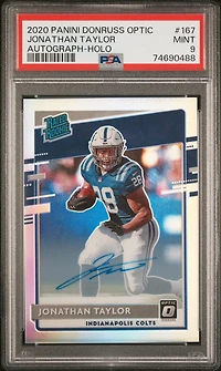 2020 Panini Donruss Optic 167 Jonathan Taylor Autograph-holo PSA 9