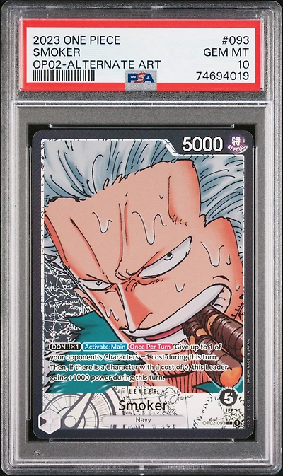 2023 One Piece Op02-paramount War 093 Smoker Alternate Art PSA 10