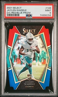 2021 Panini Select 148 Jaylen Waddle Die-cut Red/blue Prizm PSA 9