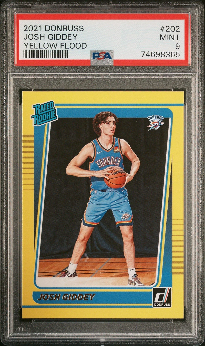2021 Panini Donruss 202 Josh Giddey Yellow Flood PSA 9