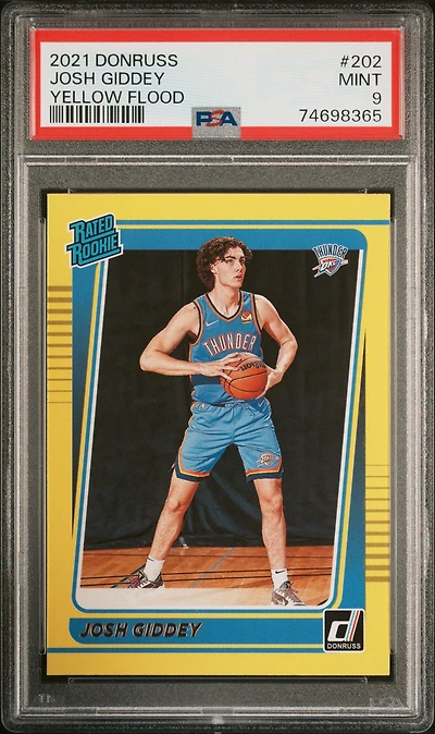 2021 Panini Donruss 202 Josh Giddey Yellow Flood PSA 9