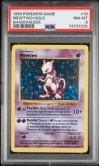 1999 Pokemon Game 10 Mewtwo-holo Shadowless PSA 8