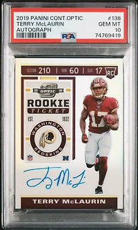 2019 Panini Contenders Optic 138 Terry Mclaurin Autograph PSA 10