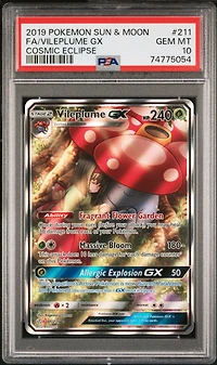 2019 Pokemon Sun & Moon Cosmic Eclipse 211 Full Art/vileplume Gx PSA