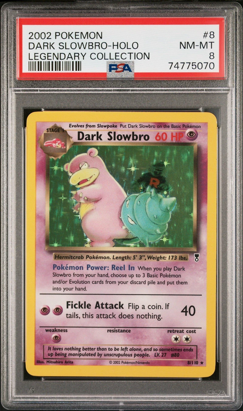 2002 Pokemon Legendary Collection 8 Dark Slowbro-holo PSA 8