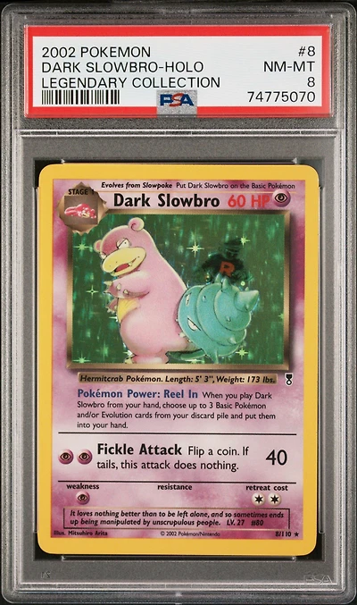 2002 Pokemon Legendary Collection 8 Dark Slowbro-holo PSA 8