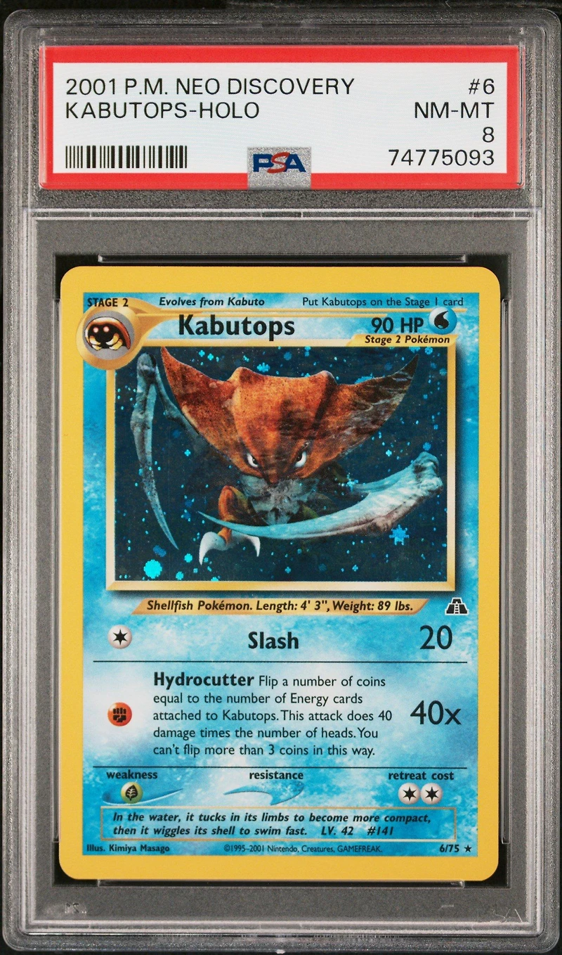 2001 Pokemon Neo Discovery 6 Kabutops-holo PSA 8