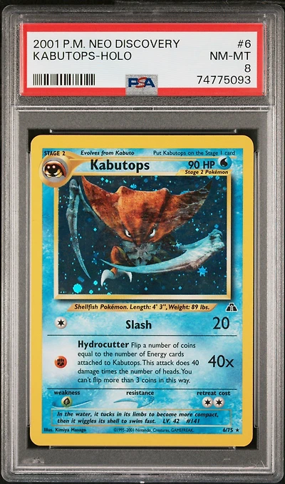 2001 Pokemon Neo Discovery 6 Kabutops-holo PSA 8