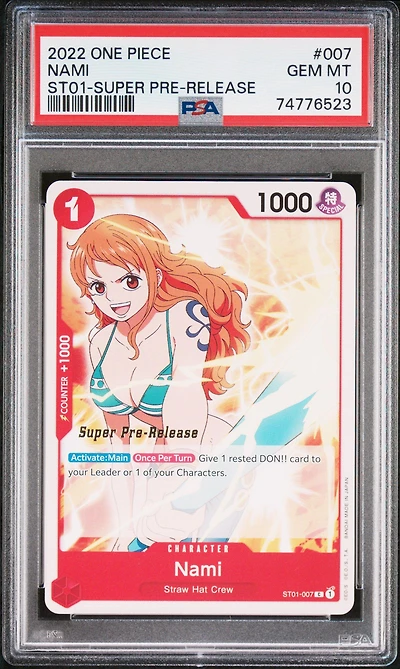 2022 One Piece Starter Deck-straw Hat Crew 007 Nami Super Pre-release PSA 10