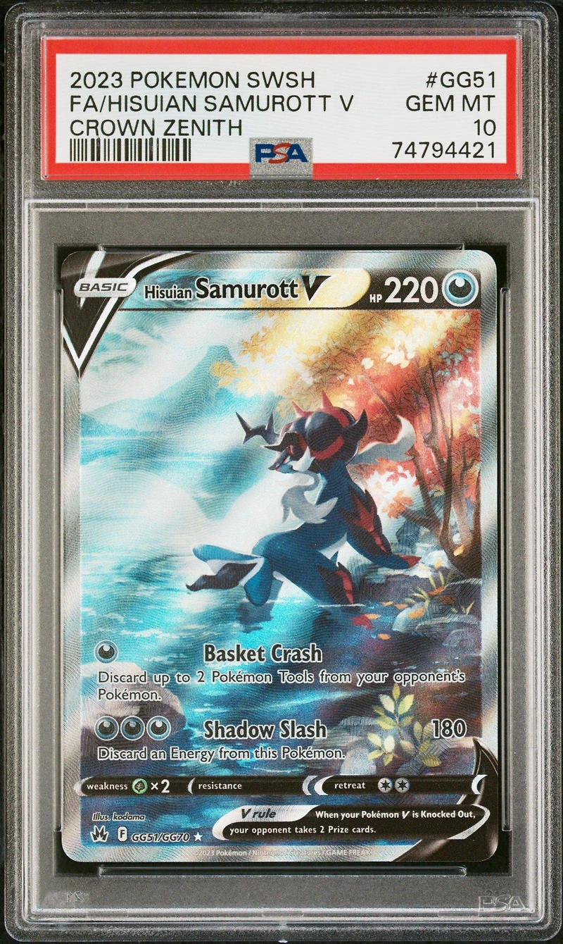 2023 Pokemon Sword And Shield Crown Zenith Gg51 Fa/hisuian Samurott V PSA 10