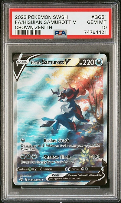 2023 Pokemon Sword And Shield Crown Zenith Gg51 Fa/hisuian Samurott V PSA 10