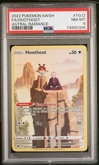 2022 Pokemon Sword & Shield Astral Radiance Tg12 Full Art/hoothoot PSA 8