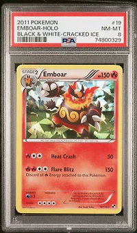 2011 Pokemon Black & White 19 Emboar-holo Cracked Ice PSA 8