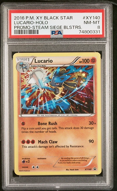 2016 Pokemon Xy Black Star Promo Xy140 Lucario-holo Steam Siege Blisters PSA