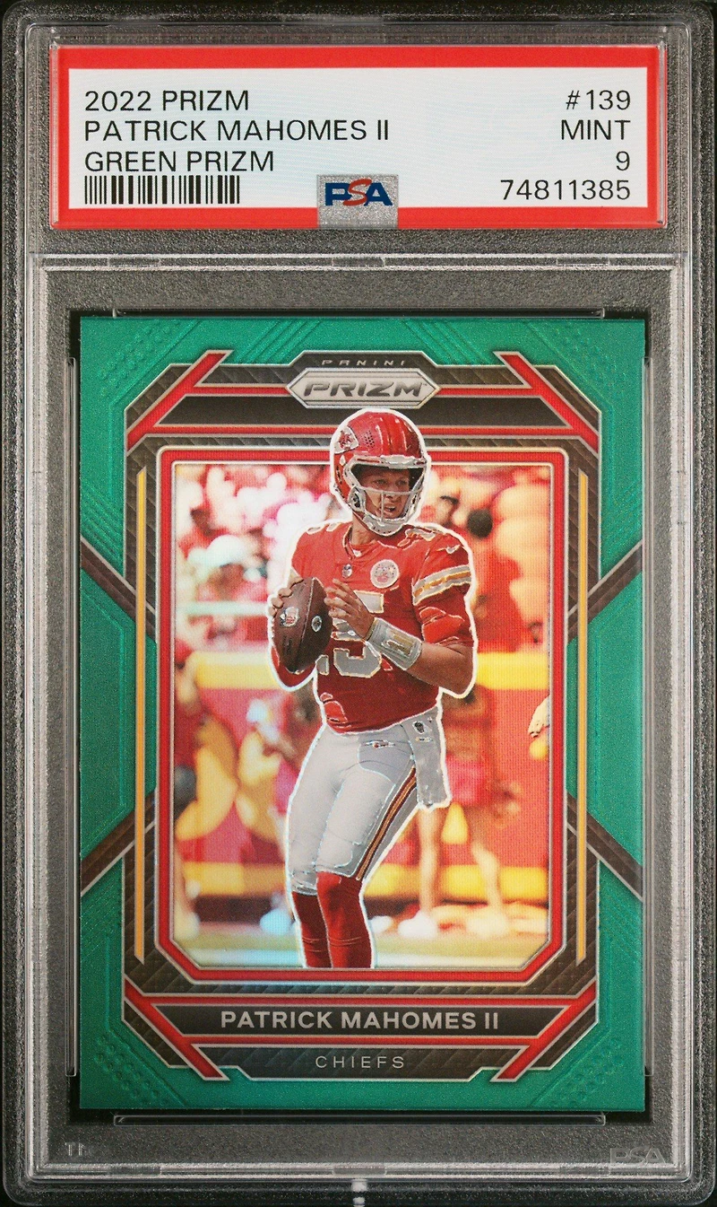 2022 Panini Prizm 139 Patrick Mahomes Ii Green Prizm PSA 9