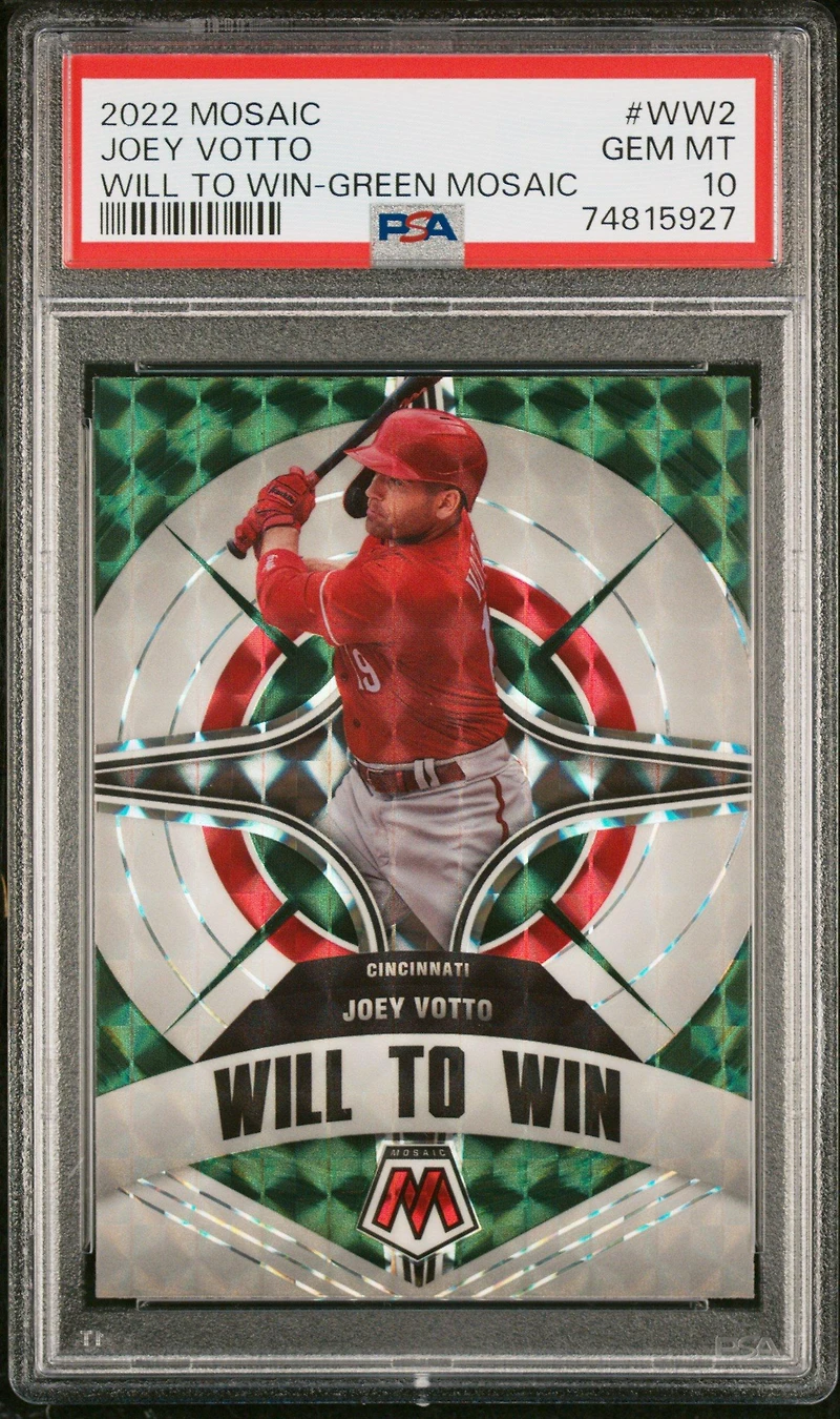 2022 Panini Mosaic Will To Win Ww2 Joey Votto Green Mosaic PSA 10