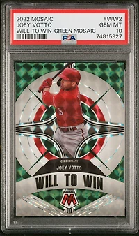 2022 Panini Mosaic Will To Win Ww2 Joey Votto Green Mosaic PSA 10