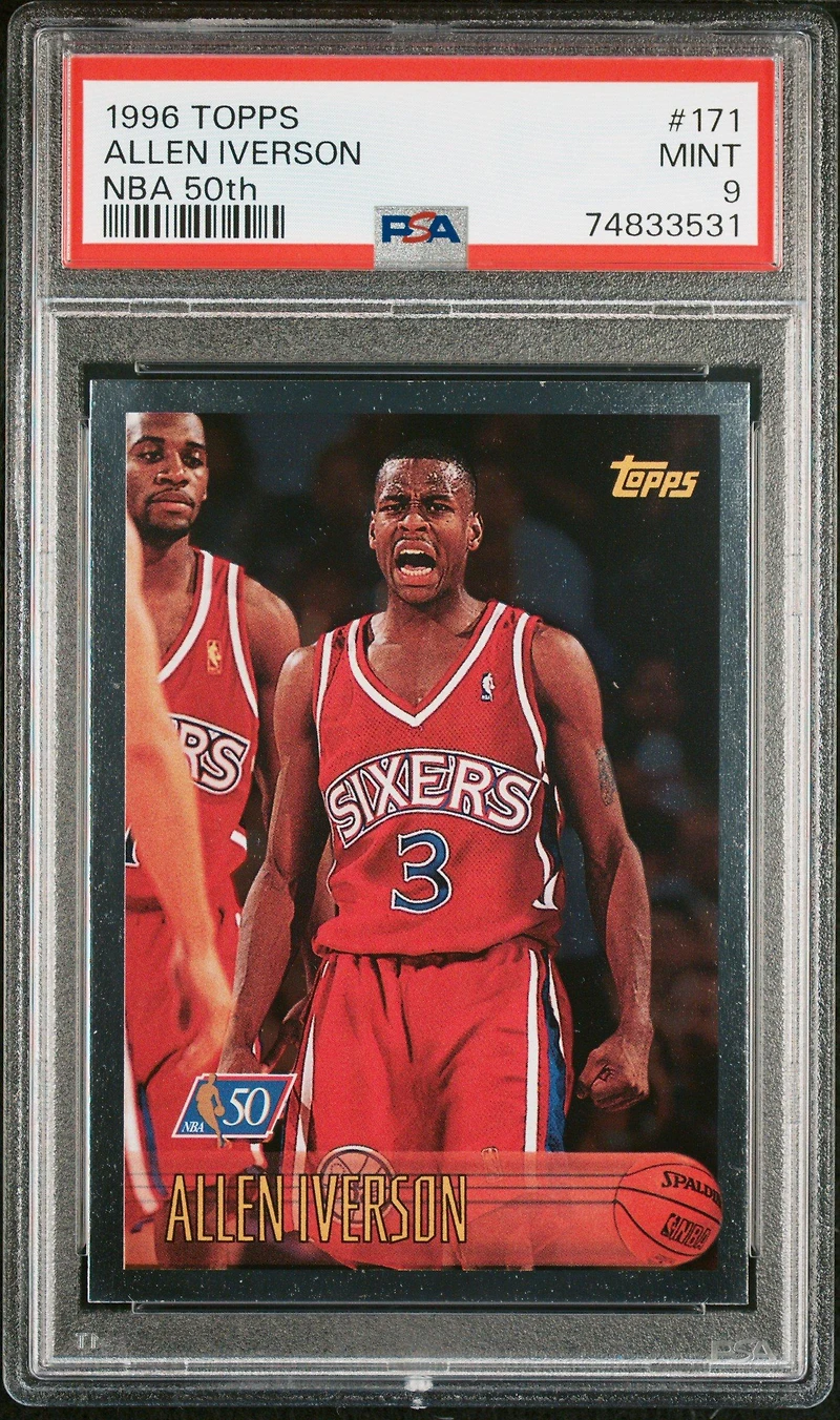 1996 Topps 171 Allen Iverson Nba 50th PSA 9