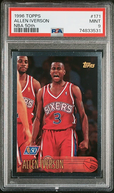 1996 Topps 171 Allen Iverson Nba 50th PSA 9