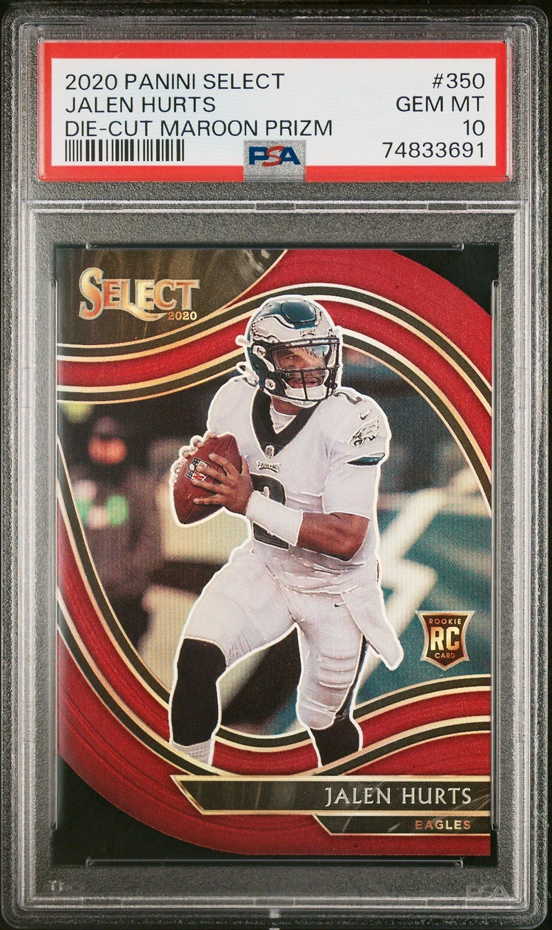 2020 Panini Select Jalen Hurts Die-cut Maroon Prizm PSA 10