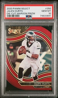 2020 Panini Select Jalen Hurts Die-cut Maroon Prizm PSA 10