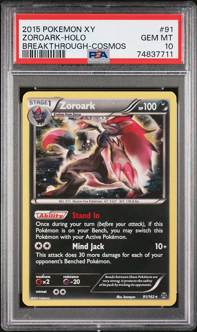 2015 Pokemon Xy Breakthrough 91 Zoroark PSA 10
