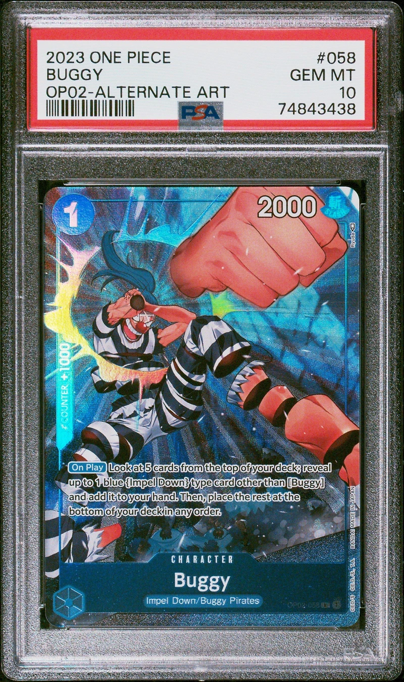 2023 One Piece Paramount War 058 Buggy Alternate Art PSA 10