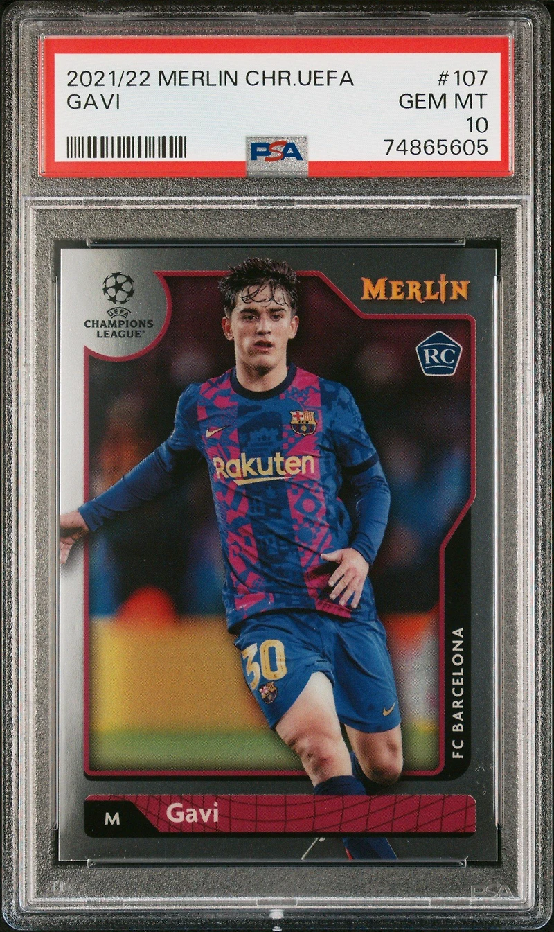 2021-2022 Topps Merlin Chrome Uefa League 107 Gavi PSA 10