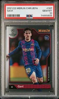 2021-2022 Topps Merlin Chrome Uefa League 107 Gavi PSA 10