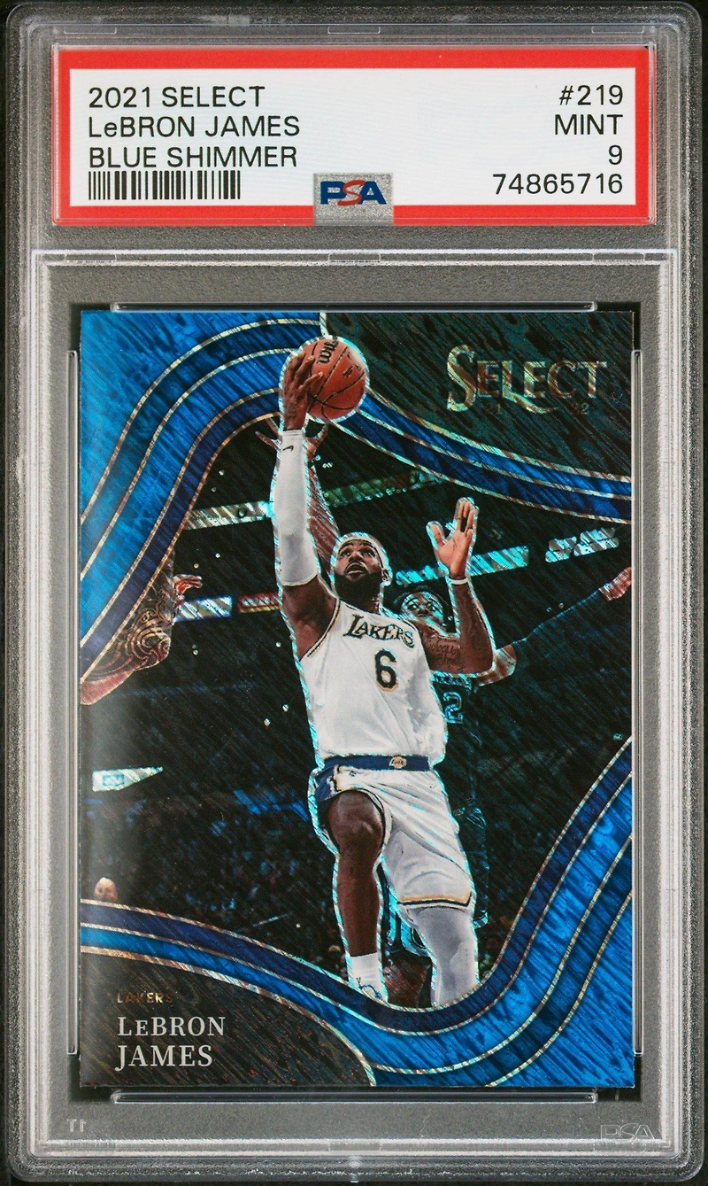 2021 Panini Select 219 Lebron James Blue Shimmer PSA 9