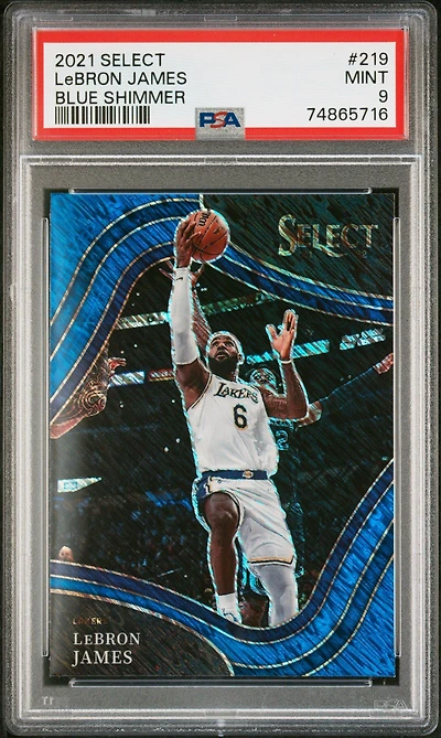 2021 Panini Select 219 Lebron James Blue Shimmer PSA 9