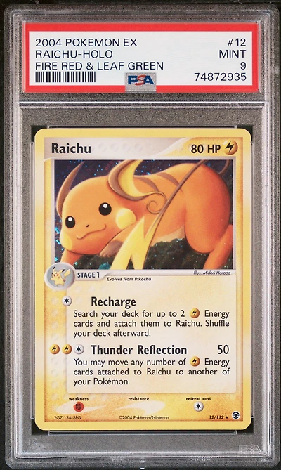 2004 Pokemon Ex Fire Red & Leaf Green 12 Raichu-holo PSA 9