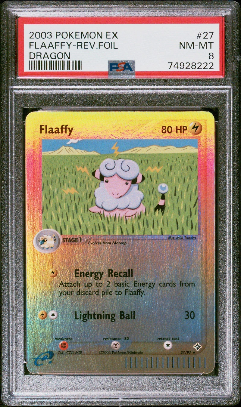 2003 Pokemon Ex Dragon 27 Flaaffy-reverse Foil PSA 8