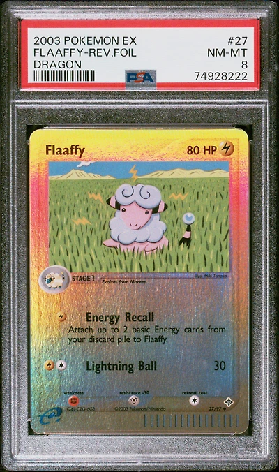 2003 Pokemon Ex Dragon 27 Flaaffy-reverse Foil PSA 8