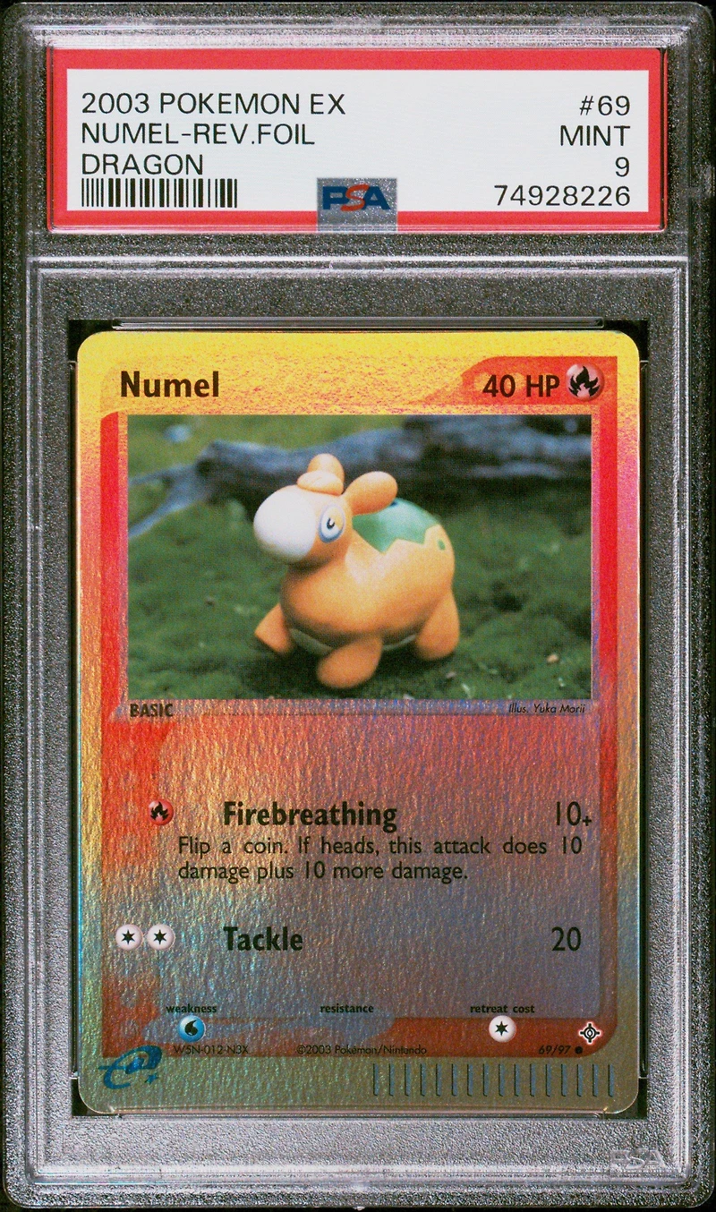 2003 Pokemon Ex Dragon 69 Numel-reverse Foil PSA 9