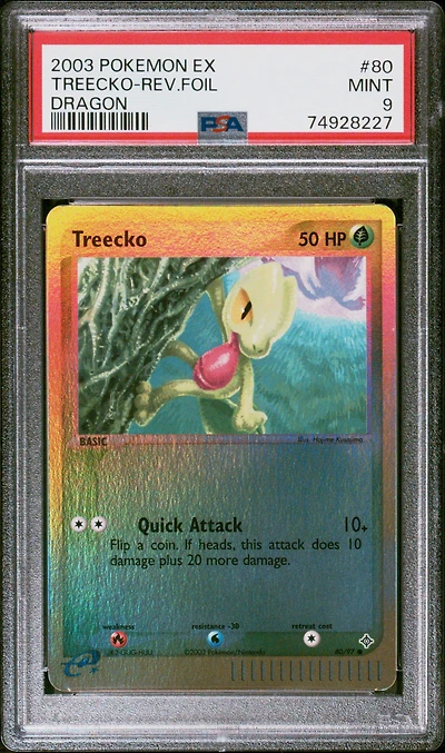 2003 Pokemon Ex Dragon 80 Treecko-reverse Foil PSA 9