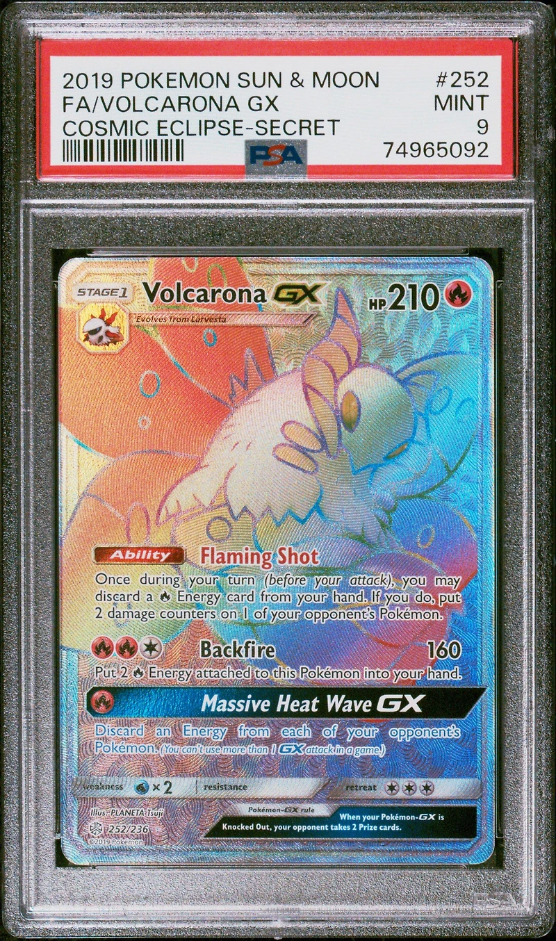 2019 Pokemon Sun & Moon Cosmic Eclipse 252 Fa/volcarona Gx PSA 9