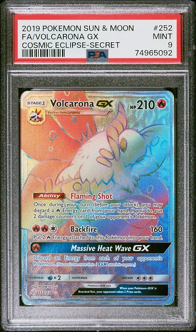 2019 Pokemon Sun & Moon Cosmic Eclipse 252 Fa/volcarona Gx PSA 9