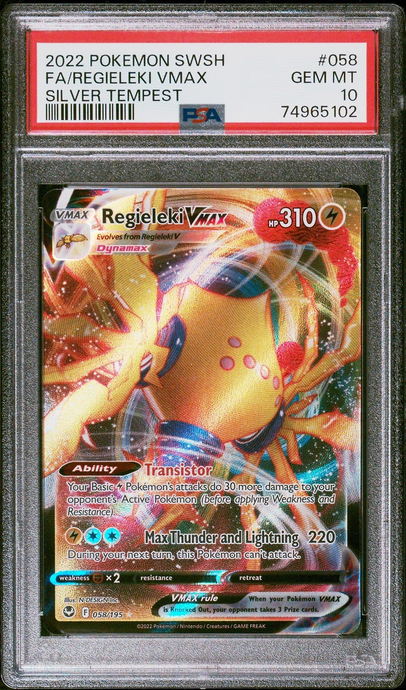 2022 Pokemon Sword & Shield Silver Tempest 058 Fa/regieleki Vmax PSA 10